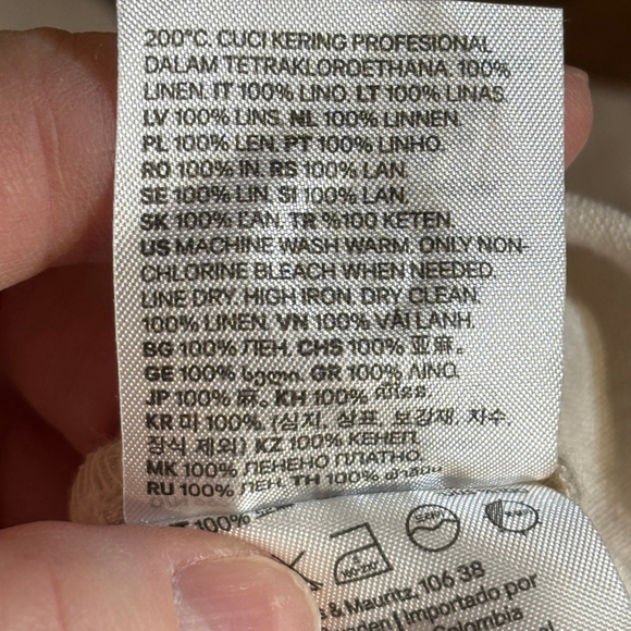 H&M Beige Brown Linen Button Down Shirt Women’s XL Front Pocket Long Sleeve - Picture 10 of 11